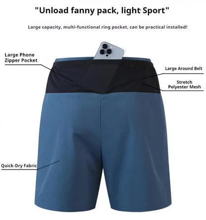 (S-5XL)Quick Dry Single Layer Marathon Trail Running Shorts with Mesh Net Waist Pouch for Fitness Workout Sport Shorts Men Teens