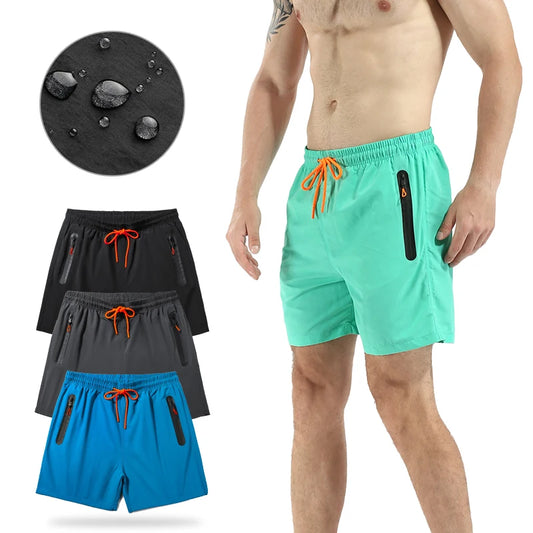 (S-3XL)Mens Quick-Dry Waterproof Surf Trunks - 5" Breathable Swim Shorts with Zipper Pockets Lightweight Nylon Beach Shorts