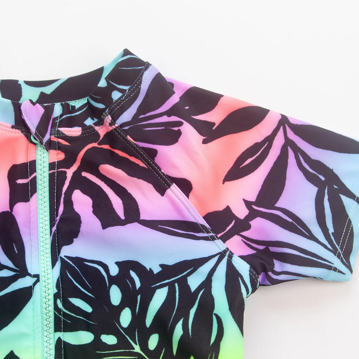 Girls' Long-Sleeve One-Piece Swimsuit – Pink or Leaves