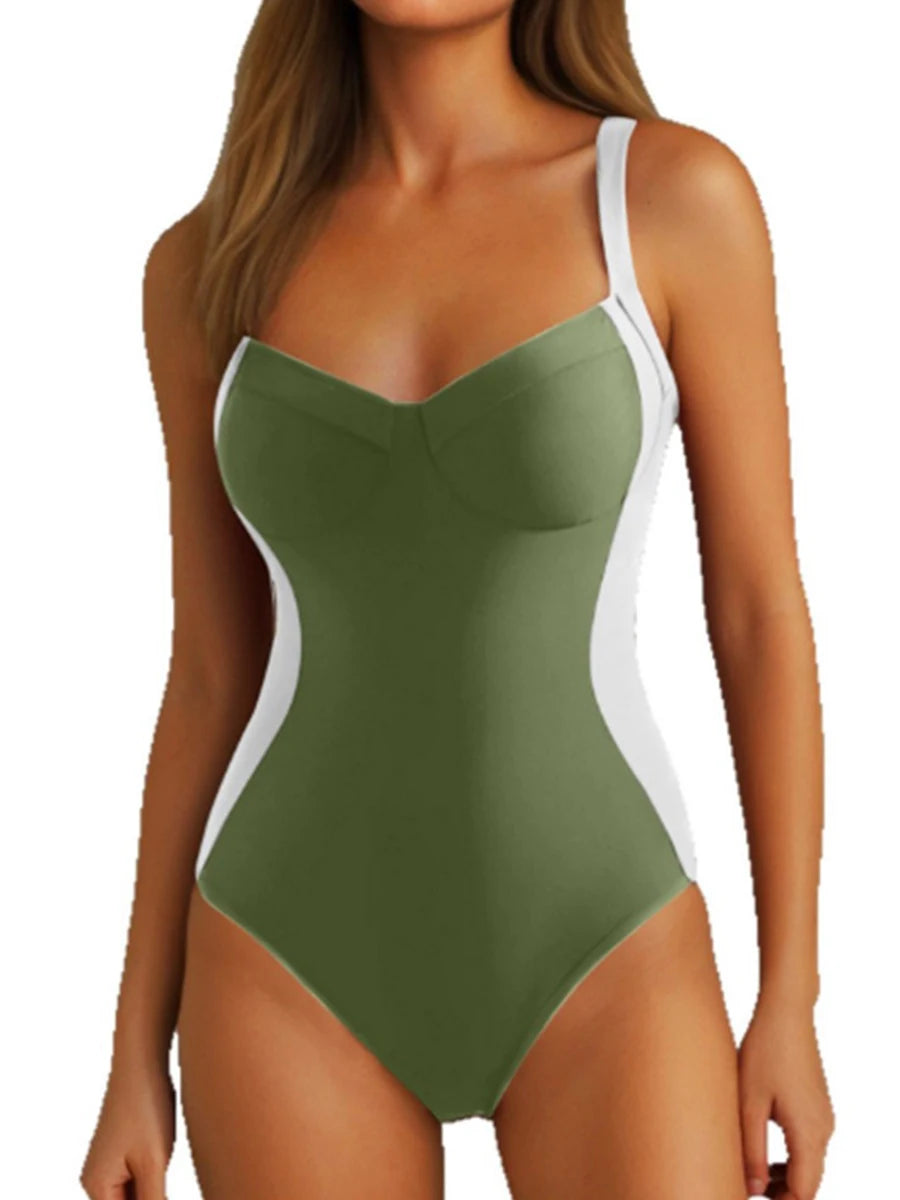 Strappy Swimsuit Women One Piece Solid Slim Swimwear Female Bathers Bathing Swimming Swim Suit Beachwear XXL