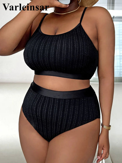 0XL - 4XL Ribbed Bikini Large Size Swimwear Plus Size Women Swimsuit Female Two-pieces Bikini set Bather Bathing Suit Swim