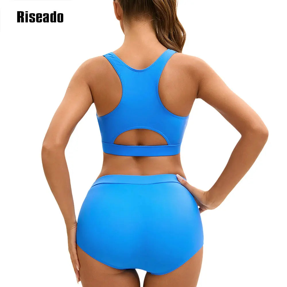 Two Piece Swimsuit for Women High Waisted Bikini Sets Crop Top Tummy Control Bathing Suits Boyshorts Bottom