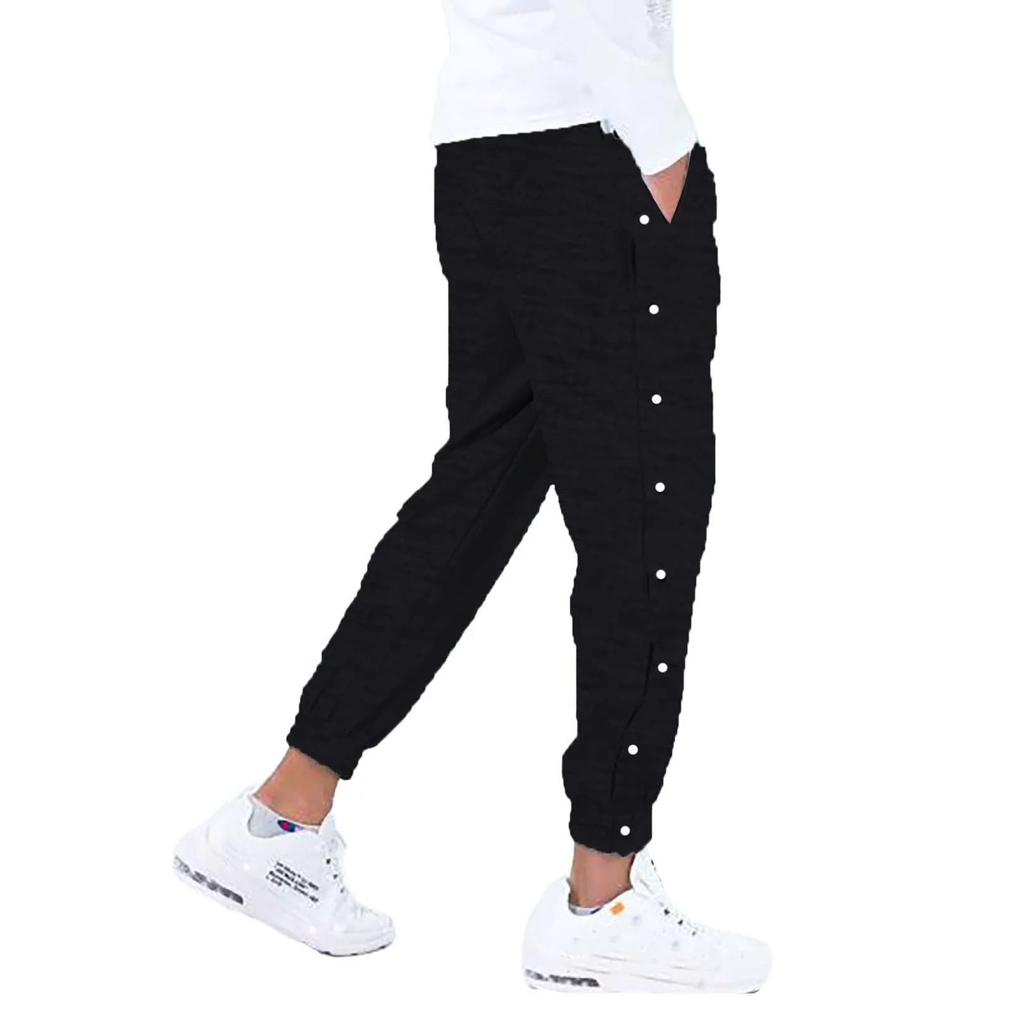 Men's Pants Loose Fit Button Side Basketball Training Joggers Gym Fitness Sports Pants Elastic Waist Summer Trousers