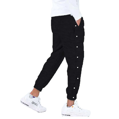 Men's Pants Loose Fit Button Side Basketball Training Joggers Gym Fitness Sports Pants Elastic Waist Summer Trousers