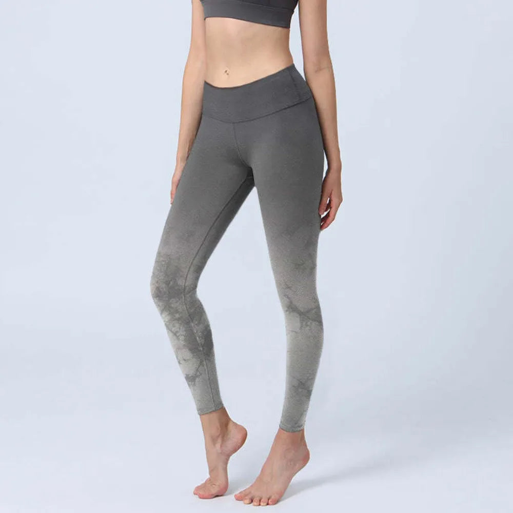 High Waisted Yoga Pants Leggings for Women Bamboo Print Workout Tights Non-See Through Gym Fitness Running Athletic Wear
