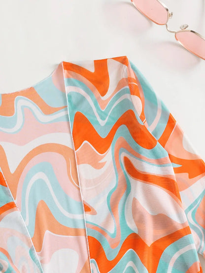 3 Pieces  Print Bikini Women High Waist Swimsuit Cover Up Swimwear Female Lady Bathing Suit Swimming Summer Beachwear