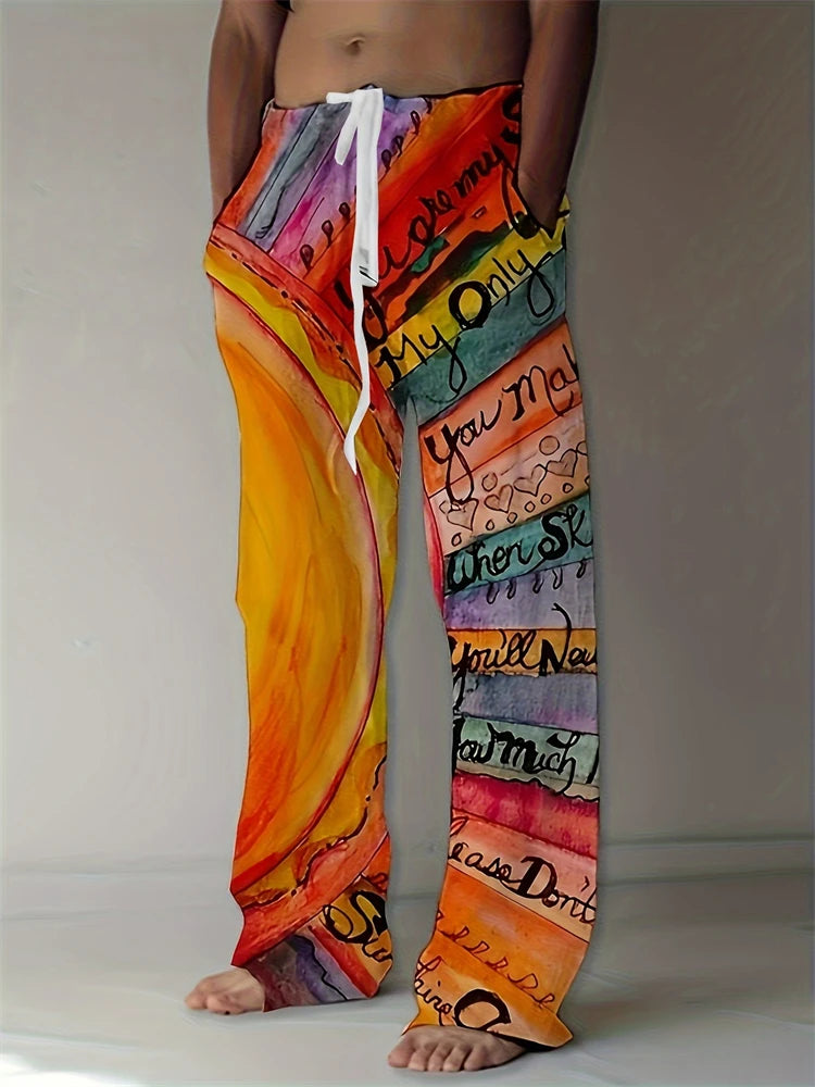 Pants Men's Graffiti Sweatpants 3D Printed Casual Athletic Jogging Pants Y2k Men's Outdoor Beach Breathable Pants