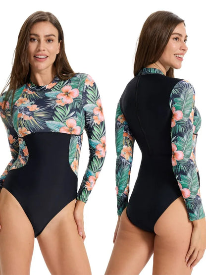 Rash Guard Long Sleeve One Piece Swimsuit Women Summer Bathing Suit Bikini Set Long Sleeve Swimwear Cover Ups Beach Swimming Suit For Female