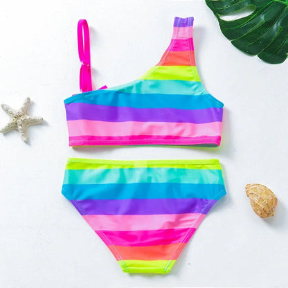 2-10Years New Fashion Kids Fish Scale Bikini Set Lovely Two Pieces Child Swimwear Cute Girl Flouncing Swimsuit Summer Beachwear