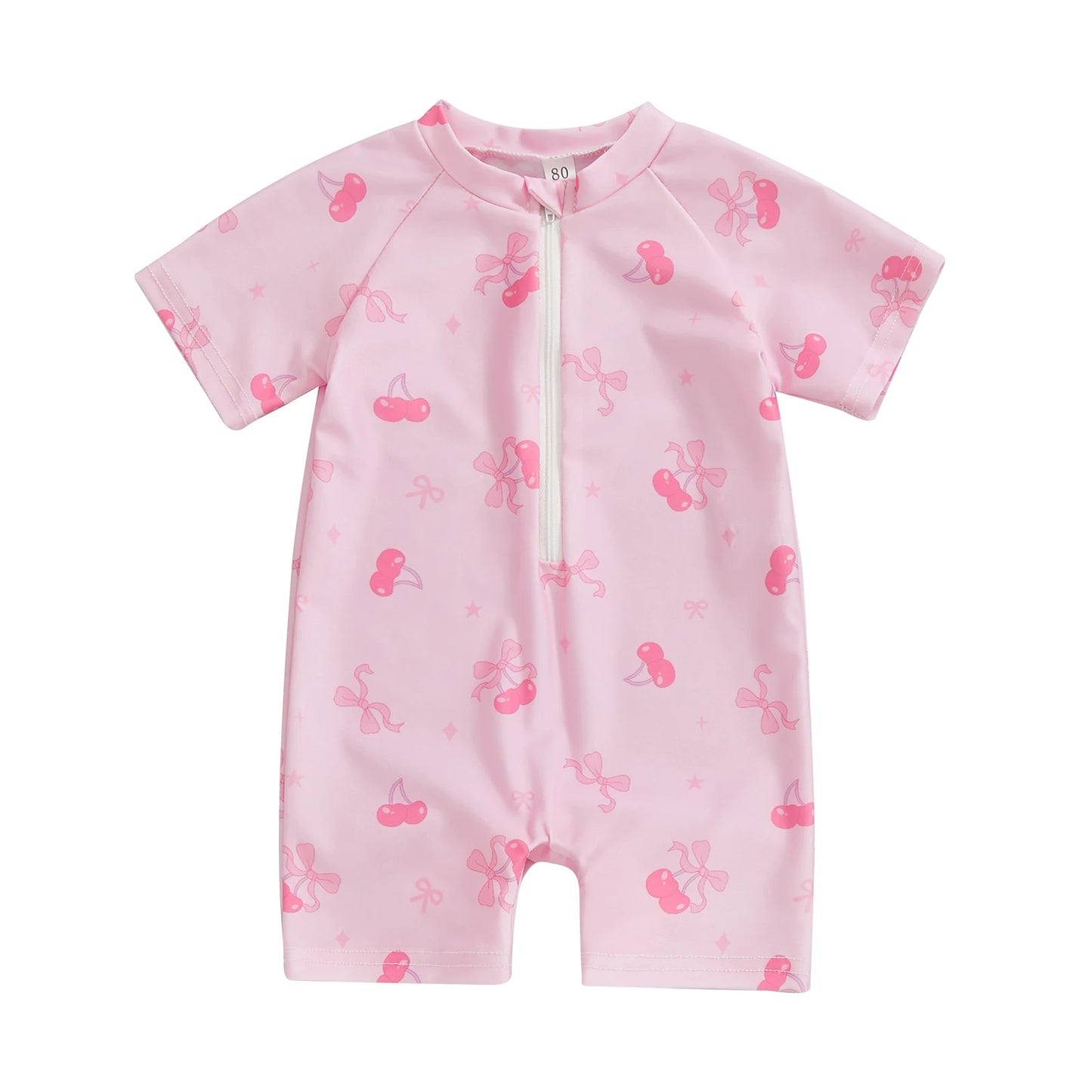 0-3Years Baby Boy Girl Rash Guard Swimsuits Fashion Print Short Sleeve Zip Up Rompers Bathing Suit Toddlers Swimwears Beachwear