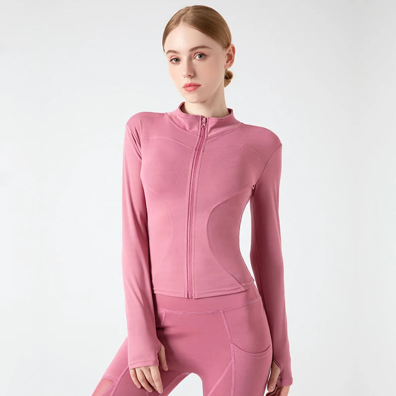 Women's Jacket Yoga Sport Gym Coat Athletic Fitness Tight Fit Long Sleeved With Thumb Holes Jacket Women's Clothing