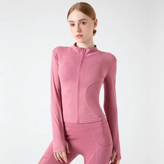 Women's Jacket Yoga Sport Gym Coat Athletic Fitness Tight Fit Long Sleeved With Thumb Holes Jacket Women's Clothing