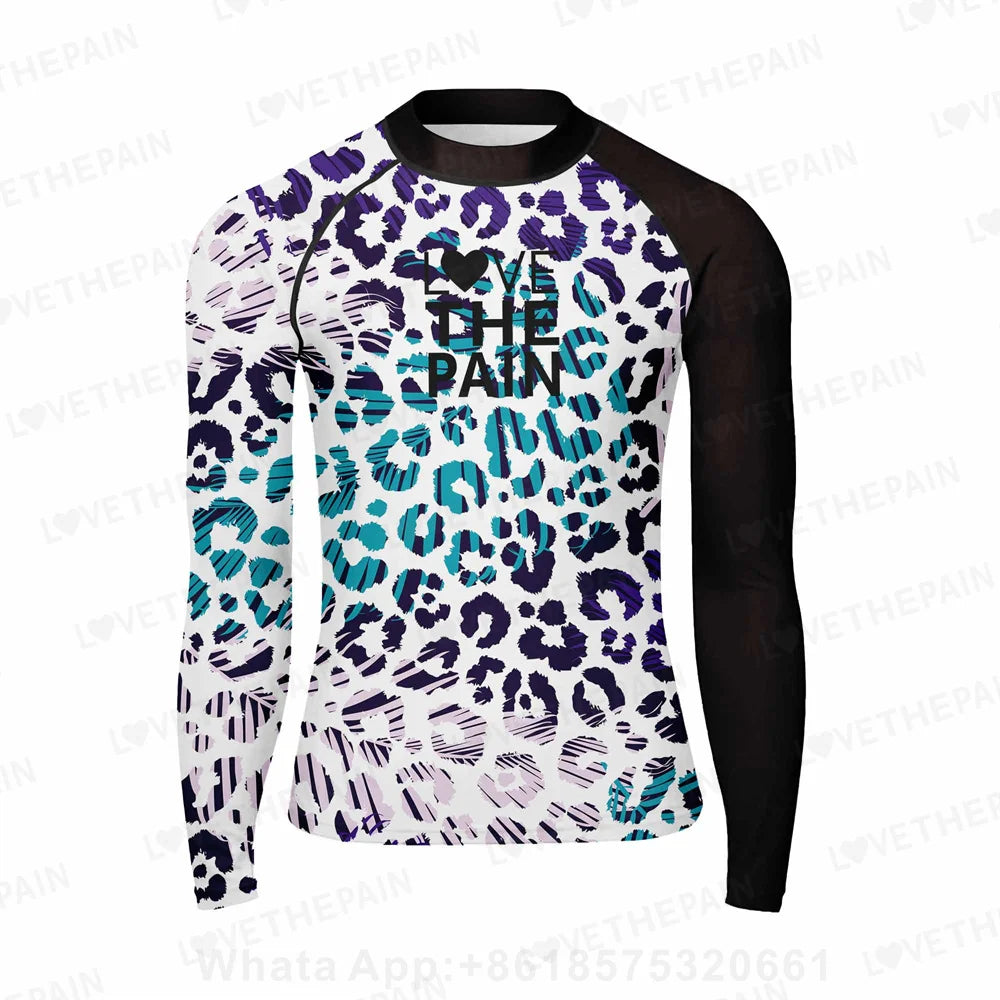 Men's Rash Guards Swimsuit Long Surfing T-Shirt Print Swimming Clothes Elasticity Water Sports Beach UV Protection Swimwear