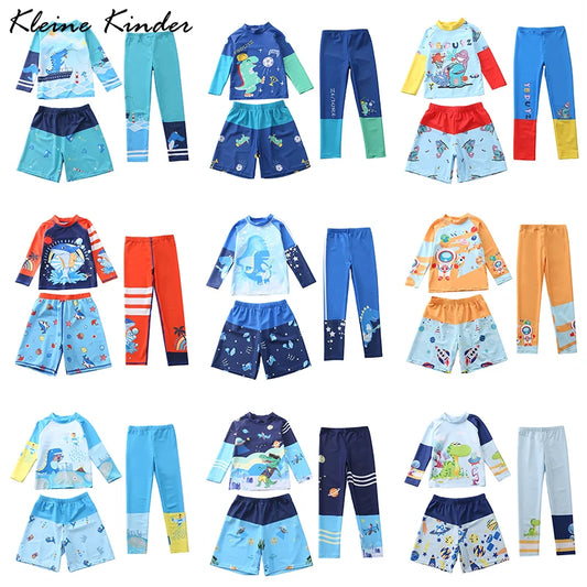 Boys' 3-Piece Rash Guard Set with Shorts & Pants