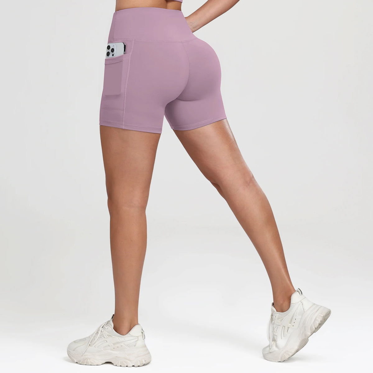 Women Yoga Shorts with Pockets Inner Waist Pocket Tummy Control Butt Lifting Workout Tights Gym Elastic Biker Shorts Activewear