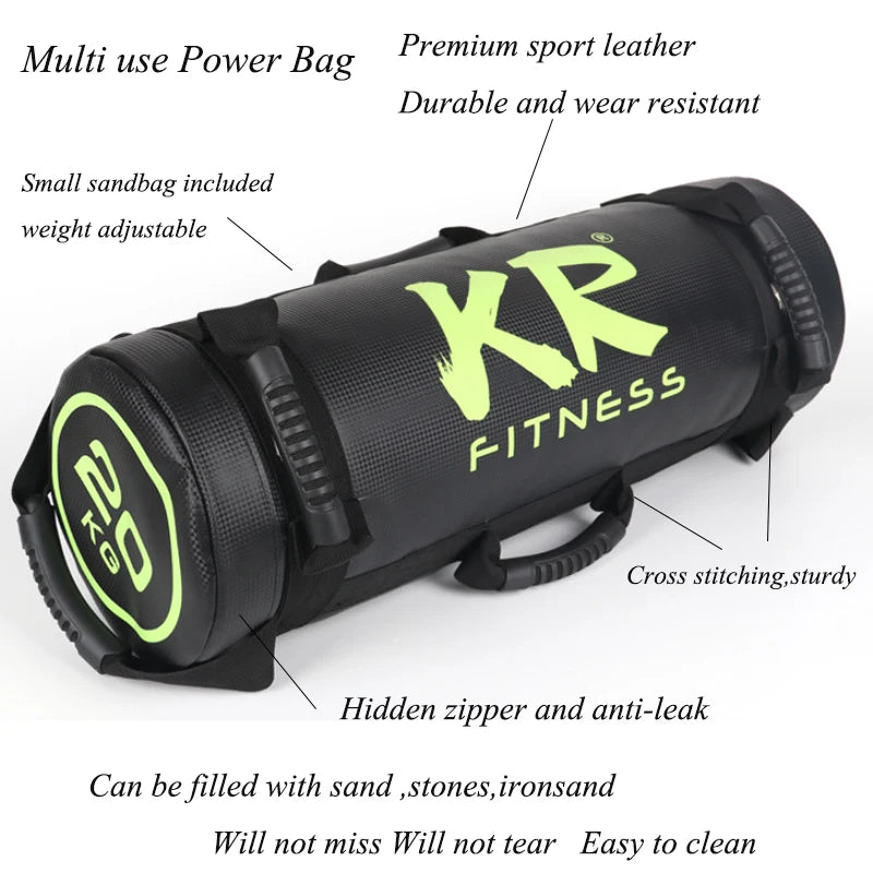Fitness Sandbag Adjustable Weighted Power Training Heavy Duty Gym Bag Core Strength Exercise Balance Control Workout 6 Handles