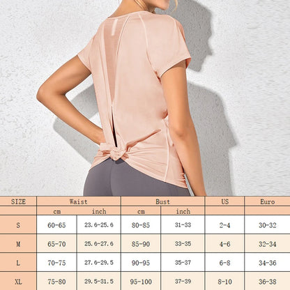 Mesh Back Dovetail Split Beauty Back Yoga Top Round Neck Fast Drying Sports Wear Breathable Gym Workout Pilates Shirts