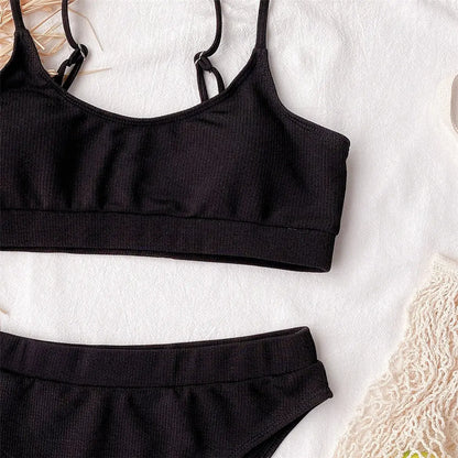 Colourful Ribbed Female Swimsuit High Waist Bikini Women Swimwear Two-piece Bikini set Bather Bathing Suit Swim Lady