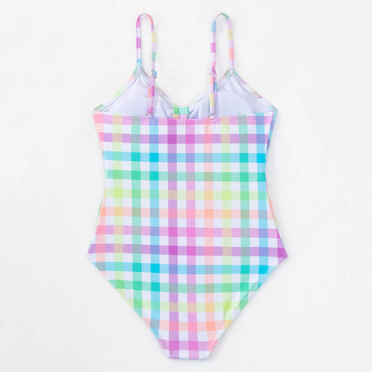 Daisy Swimsuit Summer Swimsuit Bikini Girls' Swimwear Children's Plaid Bikini Girls Bikini Shorts Set