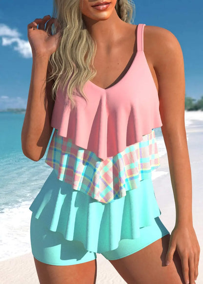 Summer Triple Ruffle Swimsuit Bikini Swimsuit Beachwear Ladies Low Waisted Swimsuit Women's Swimwear Swim Trunks S-6XL