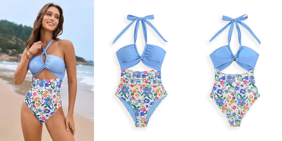 Print One Piece Swimsuits Closed Women's Swimwear Push Up For Swimming Wear Body Bathing Suits Beachwear Pool Bather