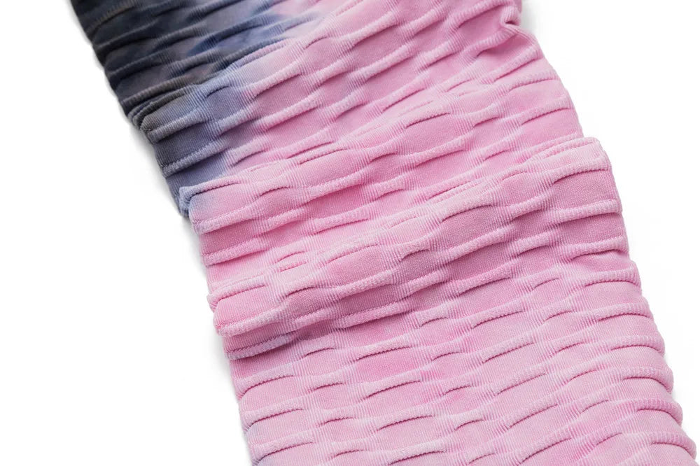 Women's Yoga Pants for Fitness Hip Lifting High Waist Bodybuilding Tight Fitting Jacquard Tie Dye Bubble Pants Leggings