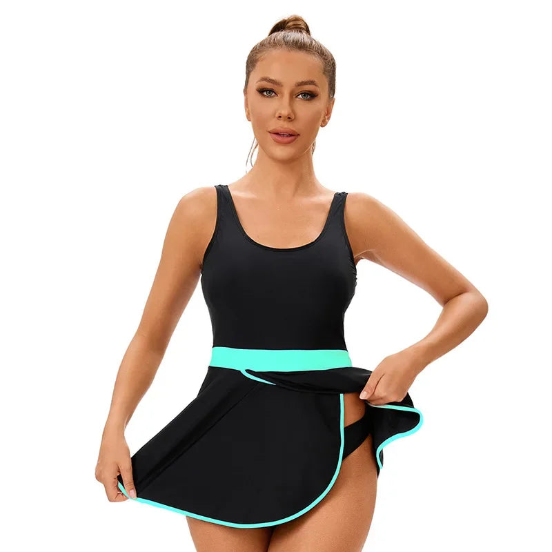 Swimwear Women's Solid Block Color Two Pieces Swimsuit Backless Skirted Beachwear for Beach Vacation Sport Wear
