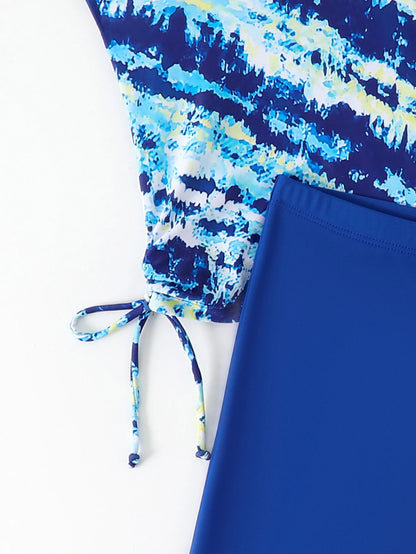 Striped Tankini Two Pieces Swimsuit Women Drawstring Swimwear Female Bathers Bathing Swimming Swim Suit Summer Beachwear