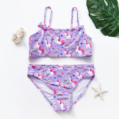 2-10Years New Fashion Kids Fish Scale Bikini Set Lovely Two Pieces Child Swimwear Cute Girl Flouncing Swimsuit Summer Beachwear