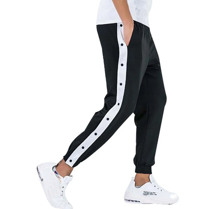Men's Pants Loose Fit Button Side Basketball Training Joggers Gym Fitness Sports Pants Elastic Waist Summer Trousers