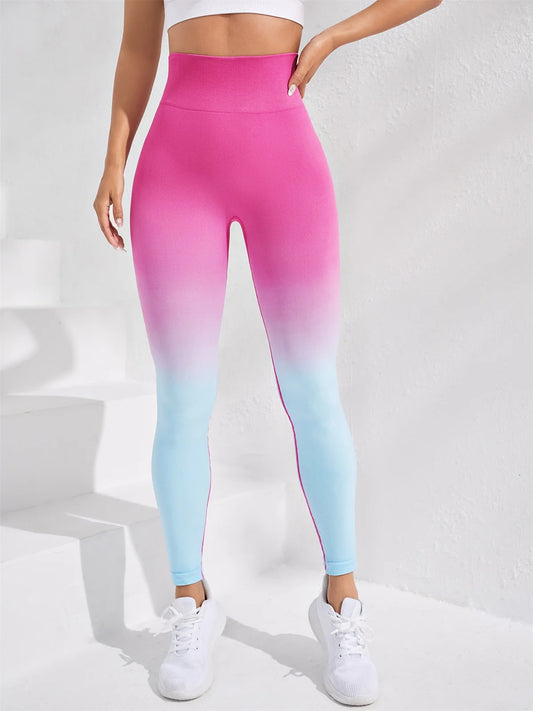 Gradient Colorful Yoga Pants For Women Fashion Creative Design Casual Sport Elastic Pant Women's Outdoor Running Fitness Legging