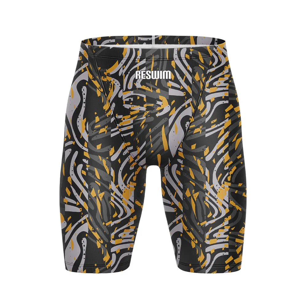 Summer Swimming Trunks Men's Professional Tights Swim Jammer Swimwear Outdoor Beach Printed Durable Training Surfing Swim Shorts