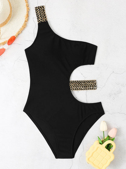 One Shoulder Swimsuit Women One Piece Hollow Out Swimwear Female Bodysuit Bathing Swimming Suit Bathers Beachwear