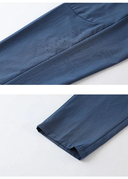 Men Gym Jogging Sport Pants Thin Loose Quick-Dry Long Exercise Clothing Zipper Pockets Training Bodybuilding Trouser Marathon