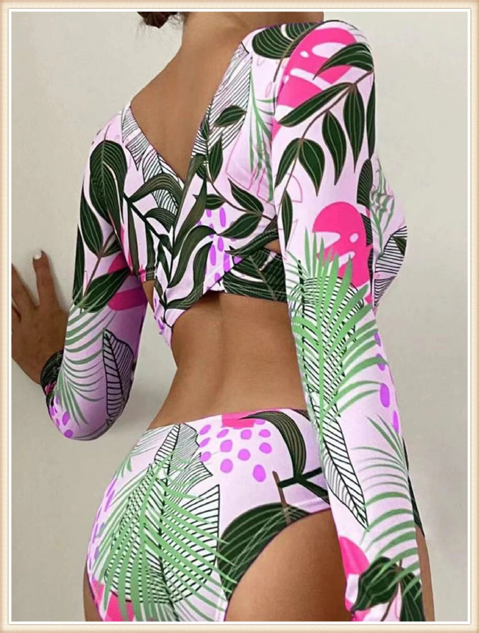 Surf Long Sleeve Swimsuit Women Back Cut Out One Piece Diving Clothes Swimwear Female Printed Bathing Swimming Bodysuit