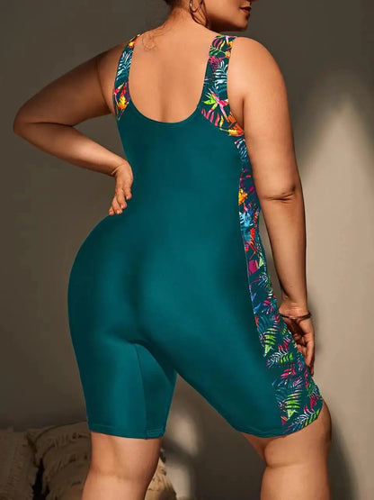 Solid Patchwork Plus Size Swimwear Women Strapped Push Up Large One Piece Swimsuit Summer Chubby Bathing Suit