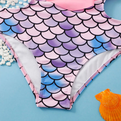 Retro Teenage Girls One Piece Swimsuit 7-12 Years Kids Swim Suit Ruffled Swimwear Children Mermaid Beach Wear Bathing Suits Pink