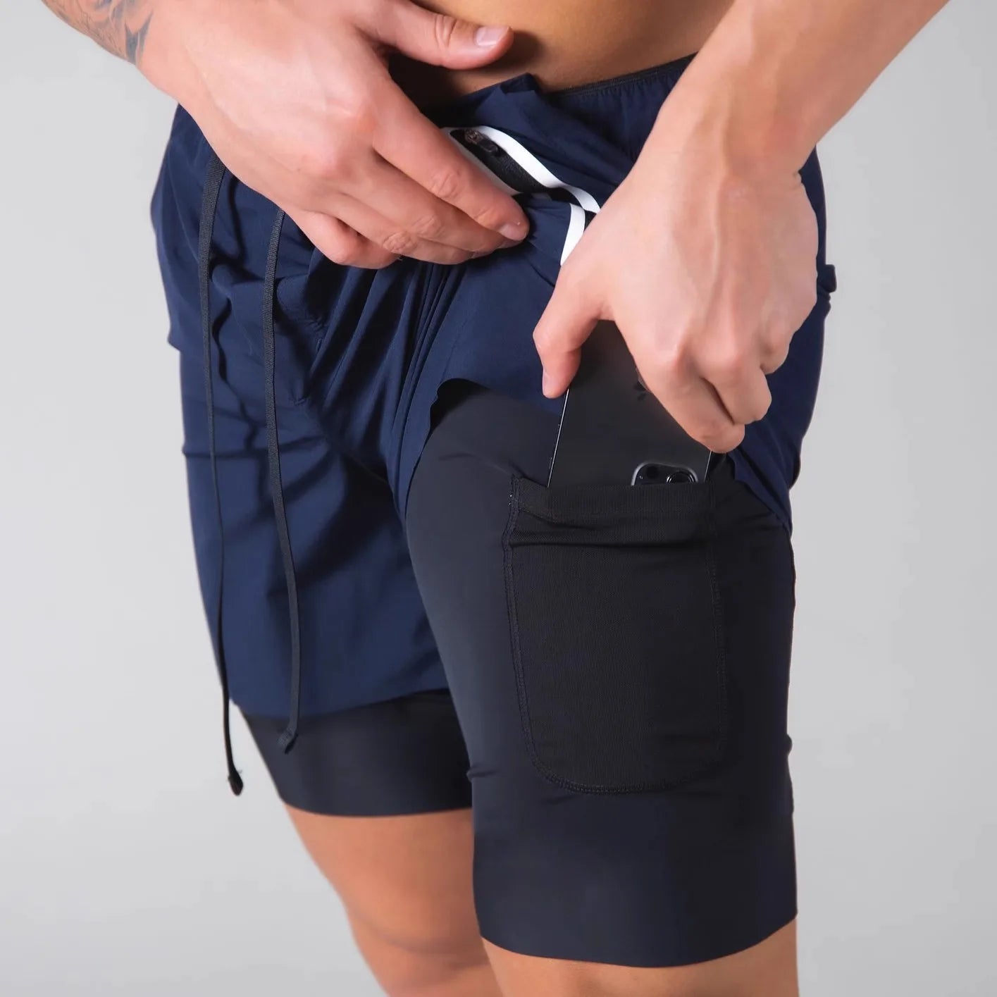Running Training Men's Sports Shorts Double-layer Anti-glare Quick-drying Fitness Shorts