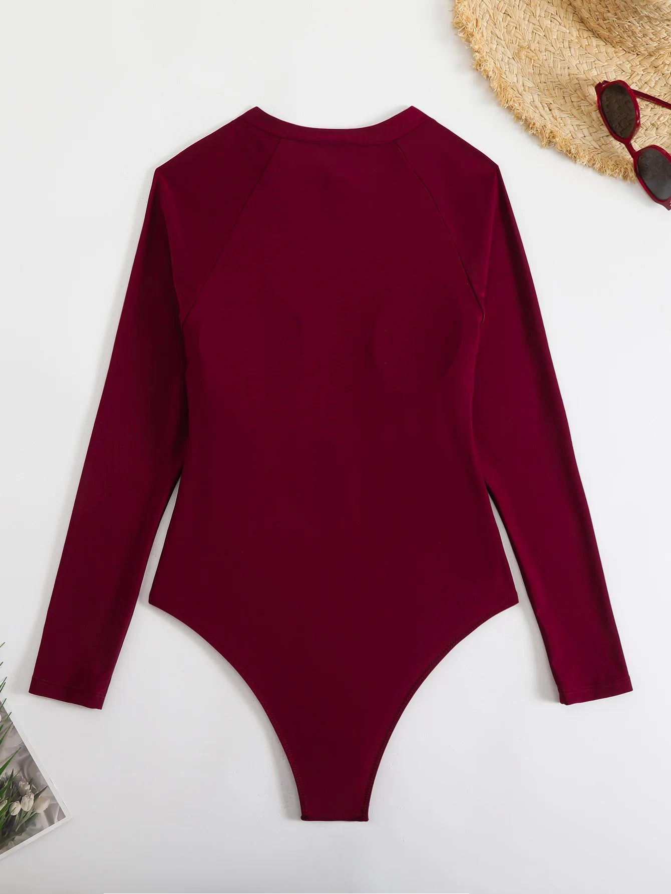 Zipper One Piece Swimsuit Closed Print Long Sleeve Swimwear Sports Surfing Women's Swimming Bathing Suit Beach Bather