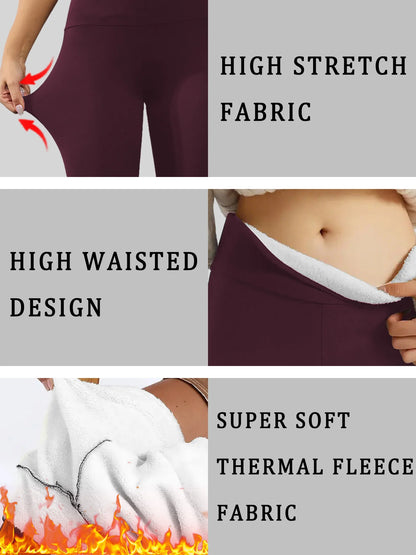 High Waisted Fleece-Lined Leggings for Women，Thick Soft Tummy Control Workout Running Yoga Thermal Warm Pants for Cold Winter