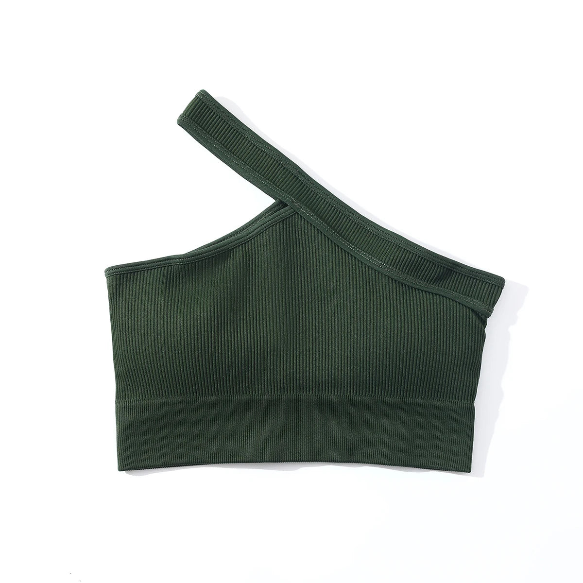 SOISOU Women's Ribbed One-Shoulder Gym Crop Top
