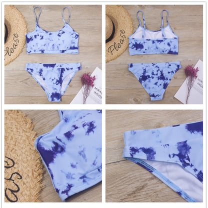 7-14Year Rainbow Print Child Bikini Set 2024 Girls Swimsuit Swimwear For Kids Summer Brazilian Teen Baby Swimming Suit Set 2