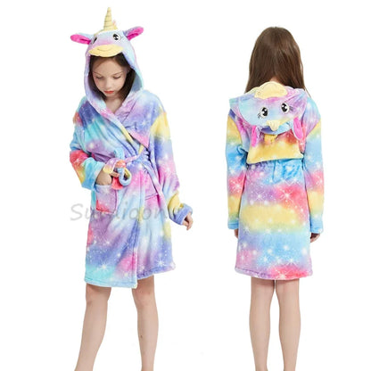 Children Bath Robe Baby Towel Children's Unicorn Hooded Bathrobes for Boys Girls