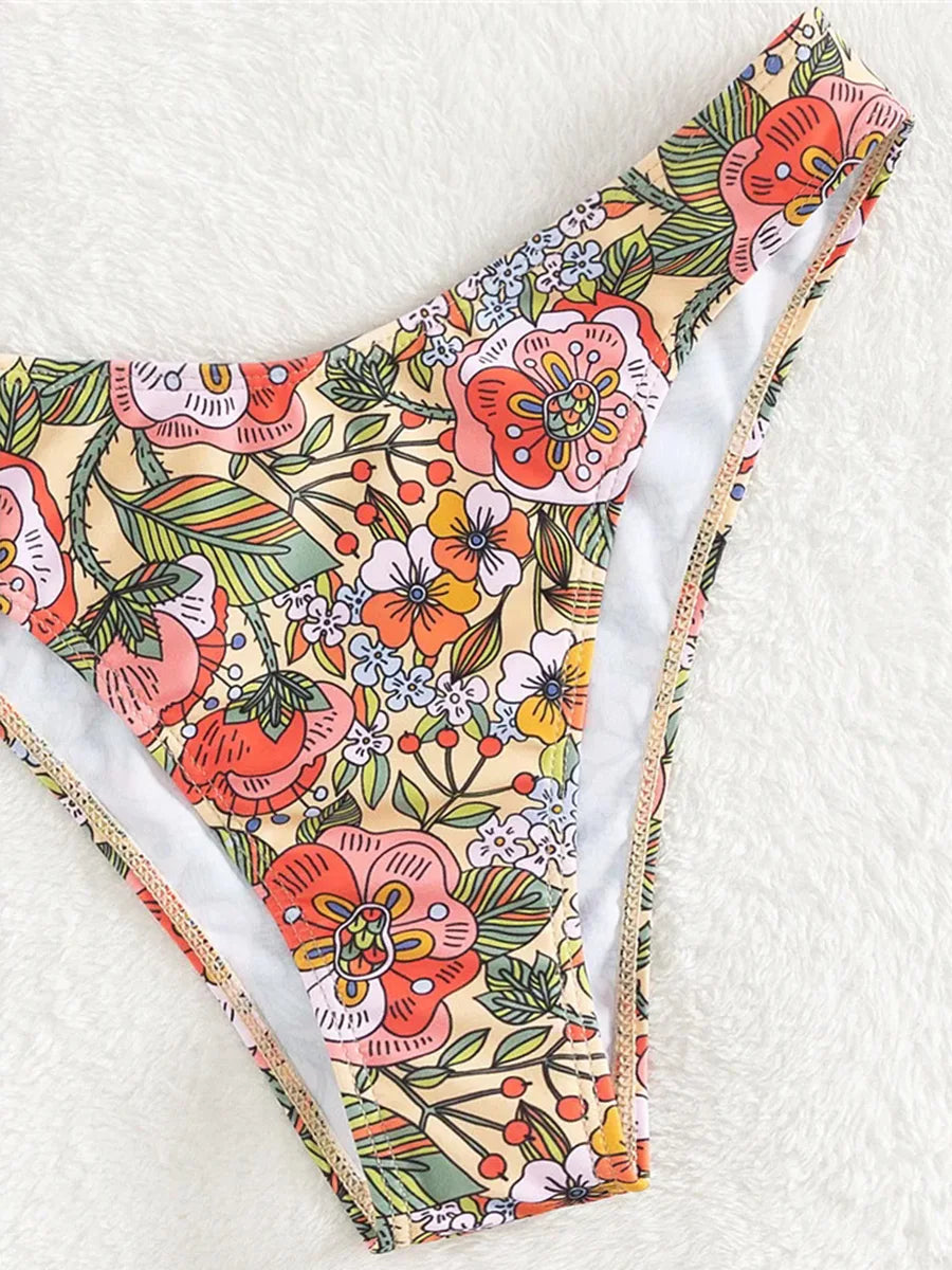 Floral Print Brazilian Bikini Women Swimwear Female Swimsuit Two-pieces Bikini Set Bather Bathing Suit Swim Summer Beach Wear