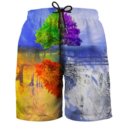 Hawaiian 3d Print Plants Beach Shorts For Men Boys Quick Dry Surf Board Shorts Bathing Suit Casual Summer Swimming Trunks