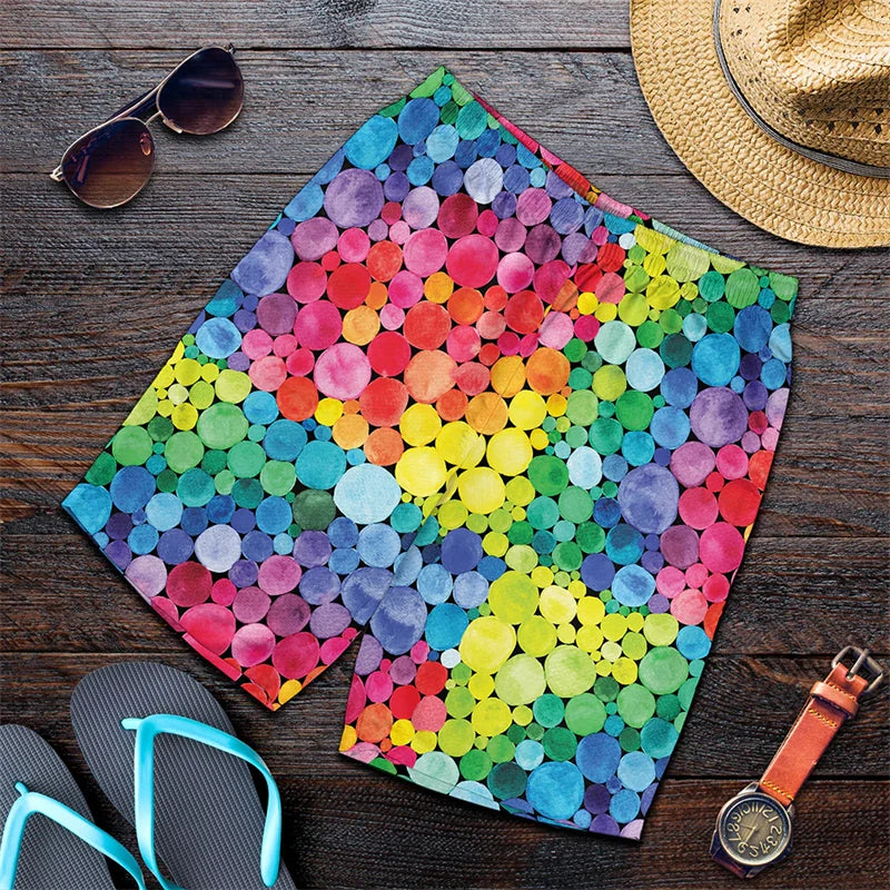 Rainbow Harajuku Short Pants Men 3D Printed Hawaii Swimsuit Trunks Summer Swimming Beach Shorts Breath Sport Gym Ice Shorts