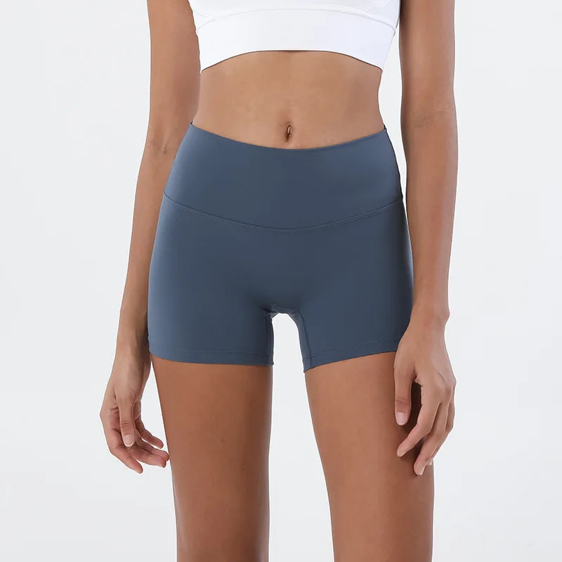 SOISOU Nylon Shorts Gym Yoga Sports Women's Cycling Shorts High Waist Elastic Tight Breathable No Awkward Lines Woman Clothing