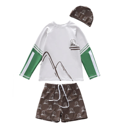 Boys Swimwear Long Sleeve Rash Guard Swimming Trunks for a Boy Toddler Printing Swimsuit Kids Anti UV Summer Beach Bath Clothes
