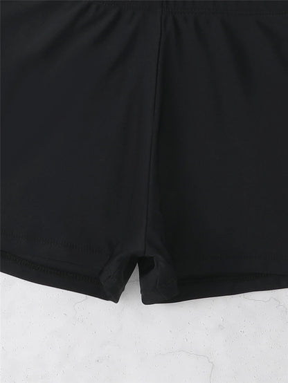 2 Pieces Front Drawstring Swimwear Women Hollow Out Swimsuit Beach Skirt Solid Tankini Female Bathers Swimming Beach Wear