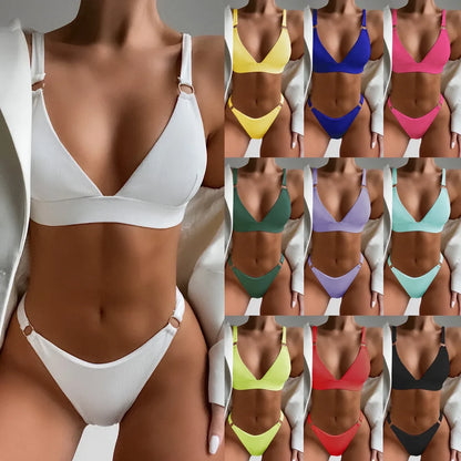 Summer Female Swimsuit Halter Brazilian Bikini Women Swimwear Push Up Bikini Set Ring Bathing Suit